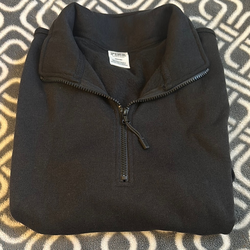 Victoria's Secret Black Zip Up Sweater Medium